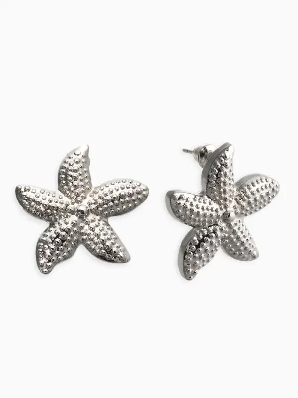 Серьги металл Серьги металл "Морская звезда", цвет серебро