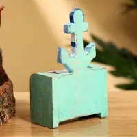Календарь настольный «Якорь», 7×4×10 см, дерево, бирюзово-голубой