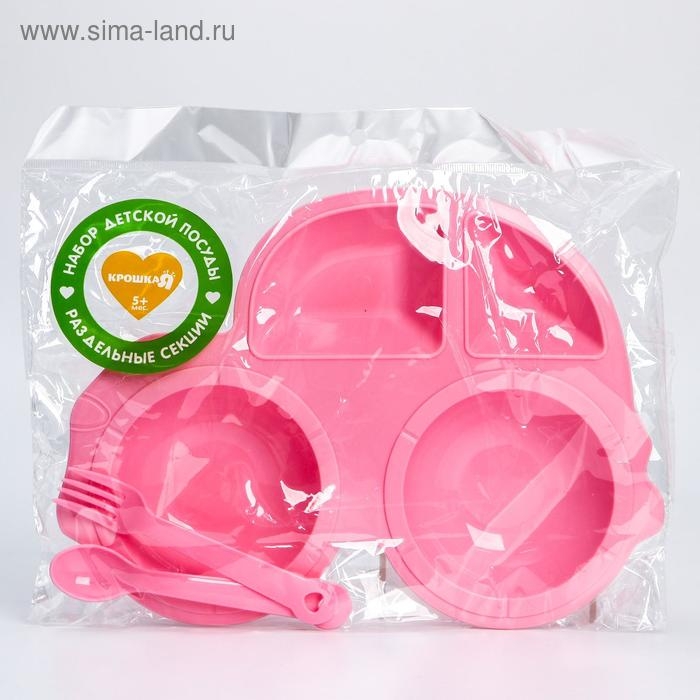 Тарелка Крошка Я в наборе вилка, ложка, цвет МИКС Тарелка Крошка Я в наборе вилка, ложка, цвет МИКС