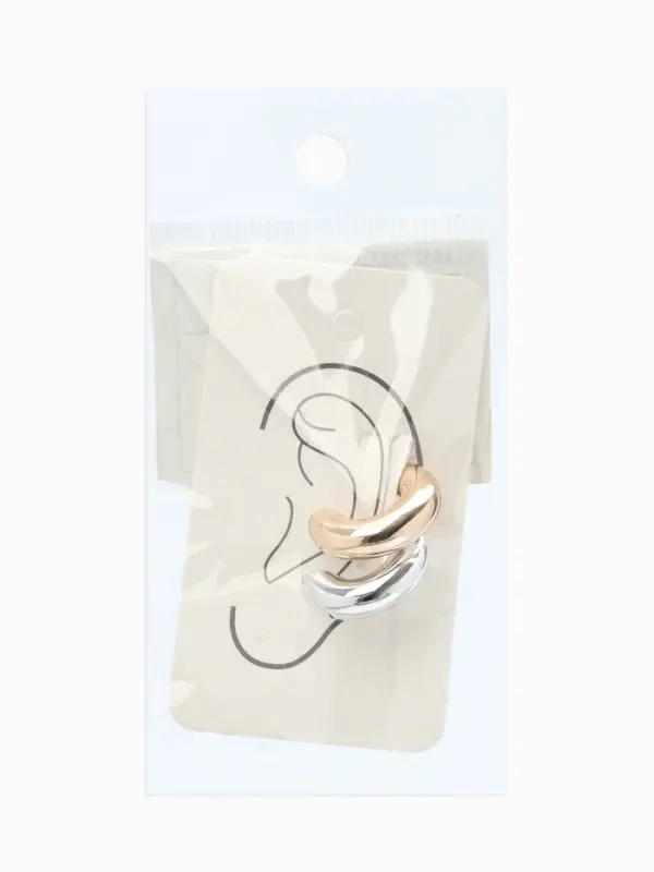 Серьги каффы &laquo;Кольца&raquo;, 2 шт. цвет серебряно-золотой