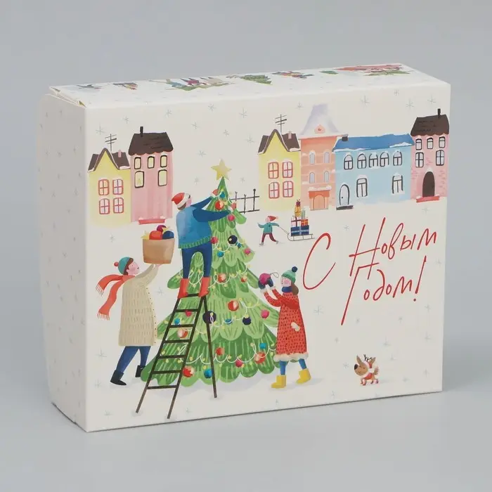 Коробка складная «Новогодняя суета», 20 х 17 х 6 см Коробка складная «Новогодняя суета», 20 х 17 х 6 см