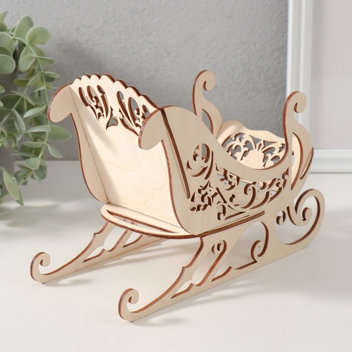 Шкатулка-сани  Шкатулка-сани "Узорчатые санки" 21х9х16,5 см (набор 5 деталей)