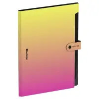 Папка А4, 12 отделений, Radiance, 600 мкм, на кнопке, желтый/розовый градиент