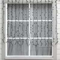 Гирлянда &laquo;Занавес&raquo; 2&times;1.5 м, IP65, УМС, тёмная нить каучук, 300 LED, свечение тёплое белое, 220 В