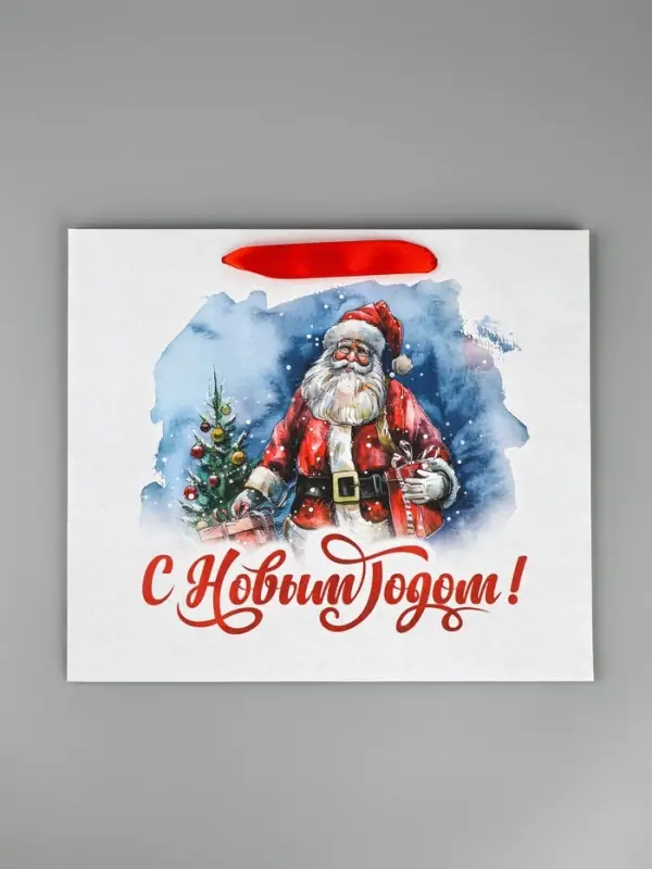 Пакет подарочный новогодний крафтовый, &laquo;Дед Мороз&raquo;, 30&times;26&times;9 см