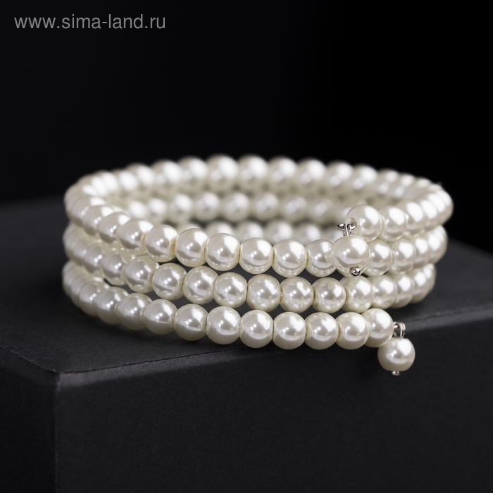 Браслет жемчуг «Невеста» бусины d=0,5, 3 ряда с пружинкой, цвет белый Браслет жемчуг «Невеста» бусины d=0,5, 3 ряда с пружинкой, цвет белый