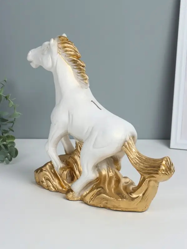 Копилка Копилка "Конь на ветру" 28х32х9,5 см, белый с золотом