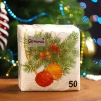 Салфетки новогодние бумажные «Новогодний кант» 1 слой, 24×24 см, 50 шт.