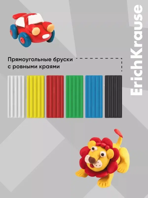 Пластилин ErichKrause Basic light pack, 6 цветов, 96 г, европодвес, в пакете