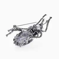 Брошь &laquo;Жук&raquo;, серо-зелёная в чернёном серебре