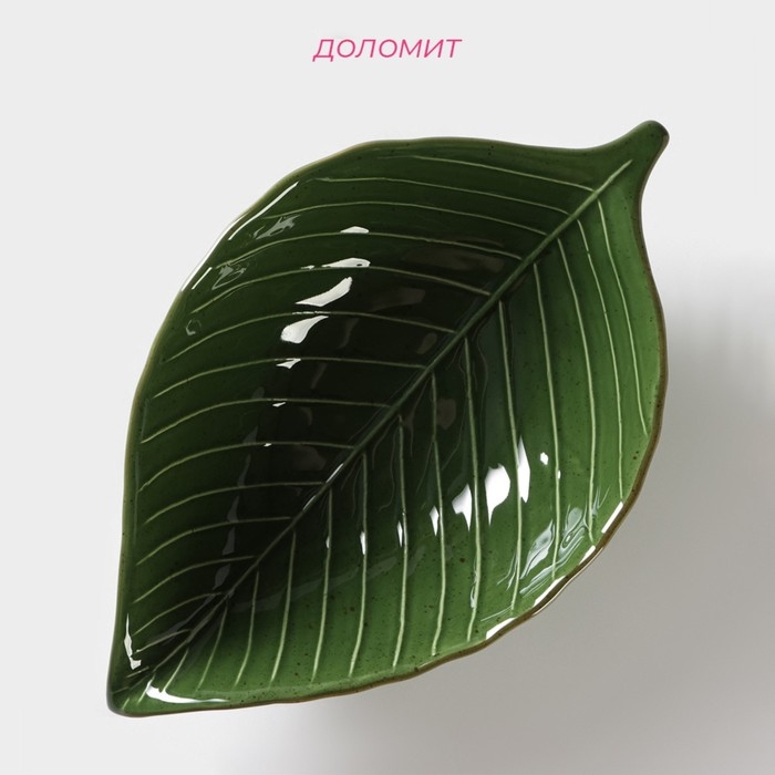 Салатник Доляна «Лист», 450 мл, 24,7×15,2 см, цвет зелёный Салатник Доляна «Лист», 450 мл, 24,7×15,2 см, цвет зелёный