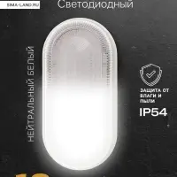 Светильник светодиодный герметичный, 18 Вт, IP54, 4000К, 220 В, овал, белый