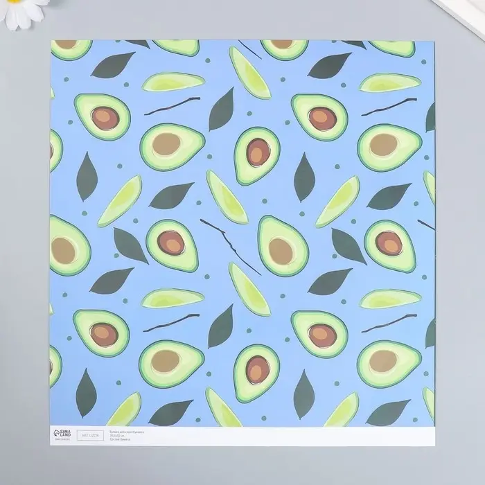 Бумага для скрапбукинга "Авокадо" плотность 180 гр 30,5х32 см