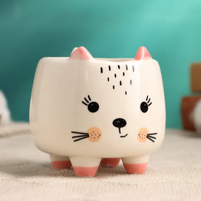 Горшок Горшок "Счастливый Котик" 8х8х8см