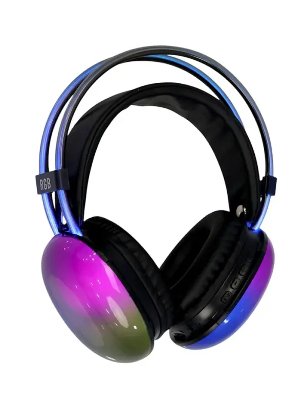 Наушники беспроводные, полноразмерные, Mybit W-33, RGB подсветка, Bluetooth 5.3, 800 мАч, Type-C, RGB подсветка, чёрные