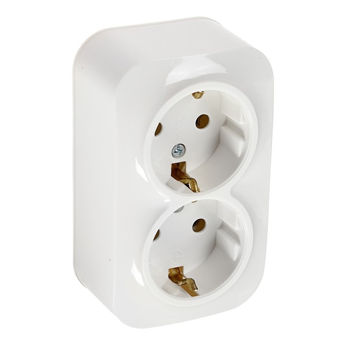 Розетка двухместная Luazon Lighting  Розетка двухместная Luazon Lighting "МСК", 16 А, с з/к, белая