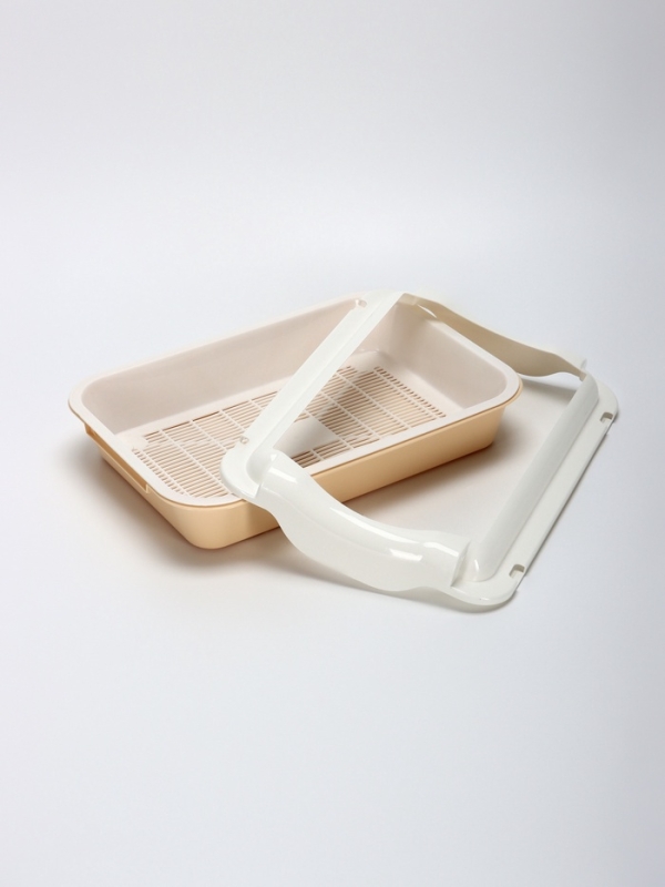 Туалет средний с бортом и сеткой 36 х 26 х 9, см, лоток бежевый, сетка и борт белые Туалет средний с бортом и сеткой 36 х 26 х 9, см, лоток бежевый, сетка и борт белые