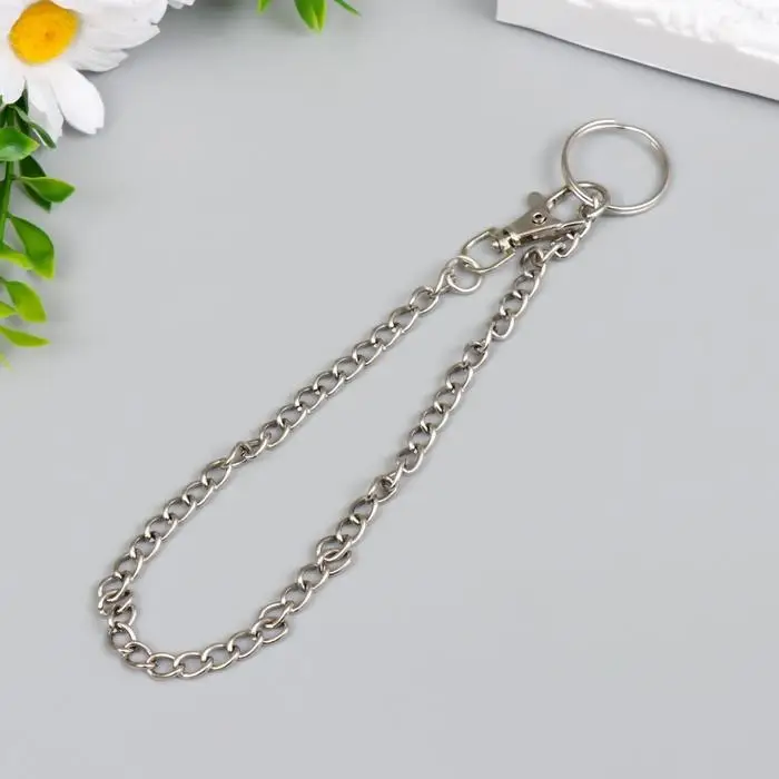 Цепочка д/ключей с карабином на кольце Витая серебро Цепочка д/ключей с карабином на кольце Витая серебро