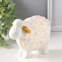 Сувенир полистоун "Бараш" белый с золотом 8х17,5х12,5 см