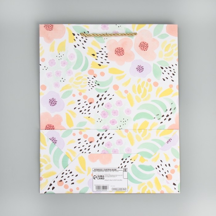 Пакет подарочный, упаковка, &laquo;Цветы&raquo; 32 х 26 х 12 см