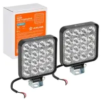 Фара светодиод. квадратн., 16LED, дальн. свет, 16Вт, 83х83х22мм, 12В, кмпл. 2шт., STANDARD