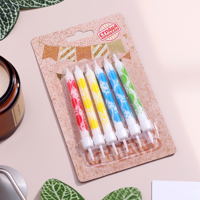 Свечи в торт Свечи в торт "Шарики", 7х0.6 см, 6 шт