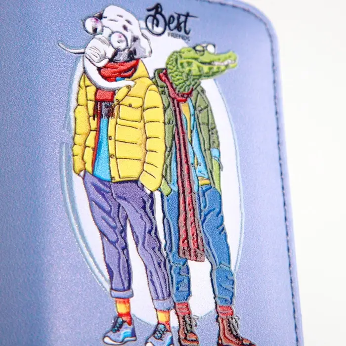 Кошелёк Выбражулька &laquo;Крокодил и слон&raquo;, на молнии, маленький, детский, голубой