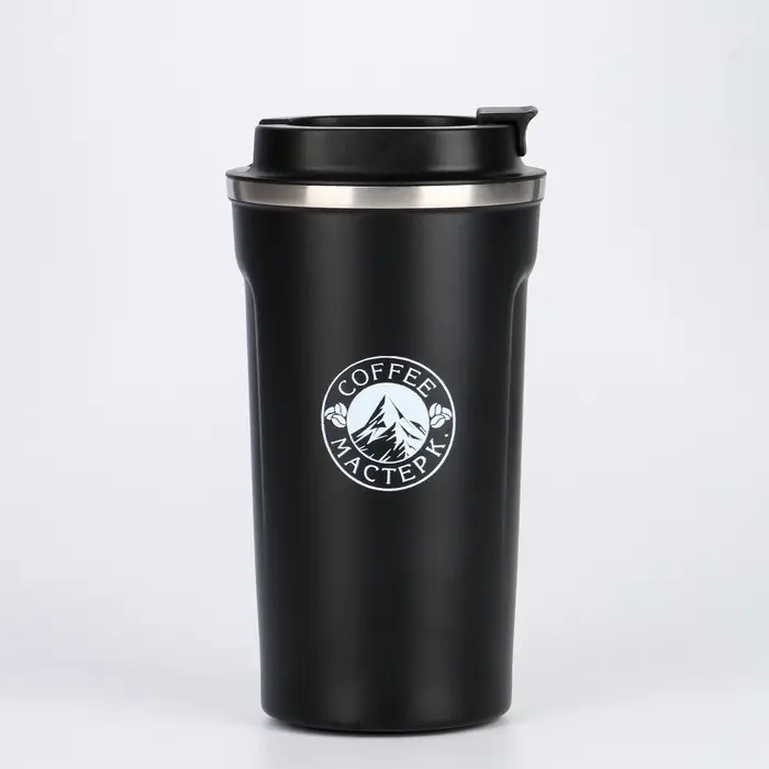 Термостакан Мастер К Original Coffee, 500 мл, сохраняет тепло 10 ч, нержавеющая сталь, чёрная