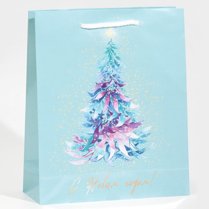 Пакет подарочный новогодний ламинированный «Ёлочка», ML 21 х 25 х 8 см