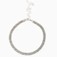 Набор 2 предмета: серьги, чокер &laquo;Лёд&raquo;, три ряда, белый в серебре, 30 см