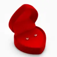 Футляр под кольцо, серьги &laquo;Сердце с рамкой из точек&raquo;, бархатный, 4.5&times;4.5 см, красный