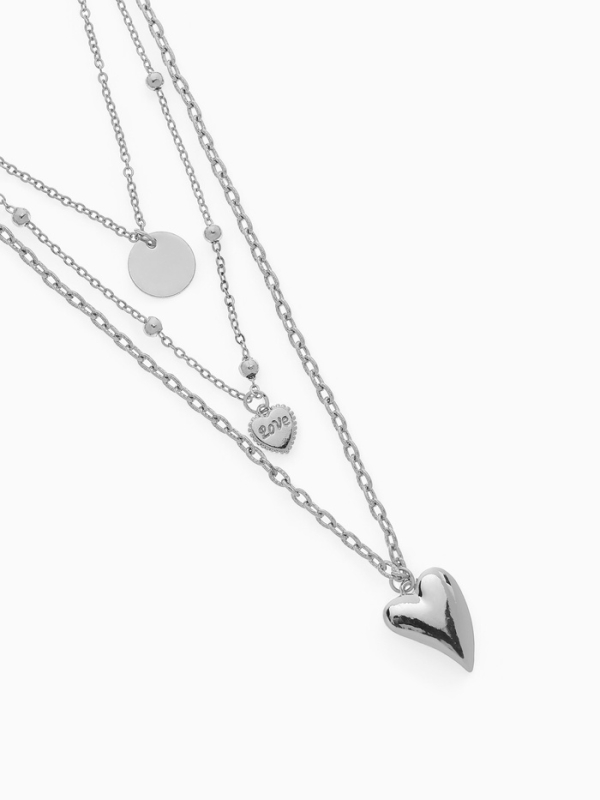Кулон «Цепь» два сердца и круг, цвет серебро Кулон «Цепь» два сердца и круг, цвет серебро