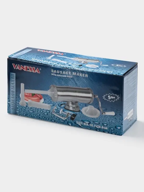 Шприц колбасный, 2.5 кг, 34&times;12&times;15 см, 2 насадки, нержавеющая сталь