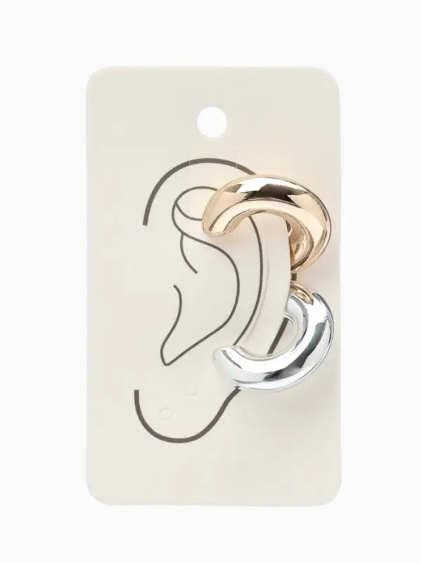 Серьги каффы &laquo;Кольца&raquo;, 2 шт. цвет серебряно-золотой