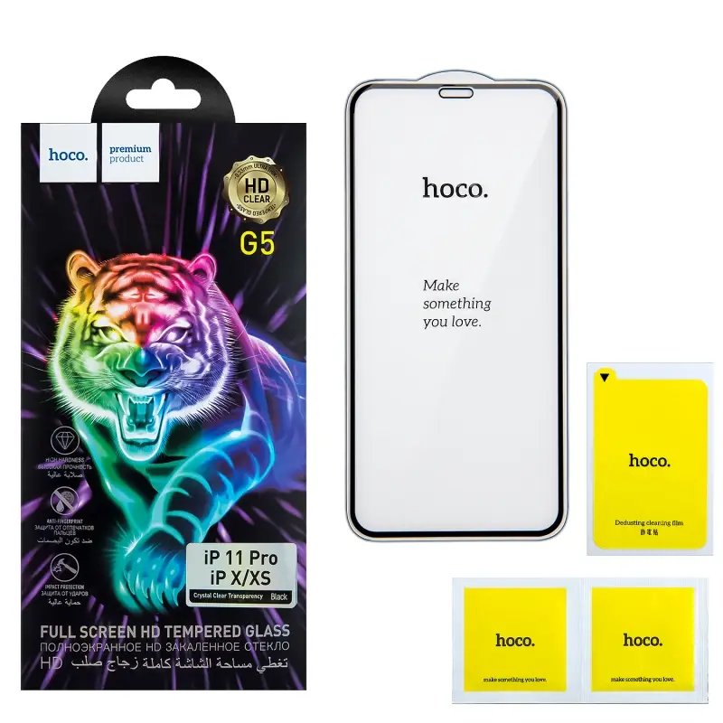 Защитное стекло iPh X/XS/11 Pro Full Screen G5 black HOCO тонкая рамка