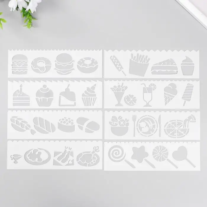 Трафарет с фигурным краем Трафарет с фигурным краем "Вкуснятина" набор 8 шт 18,3х5,5 см