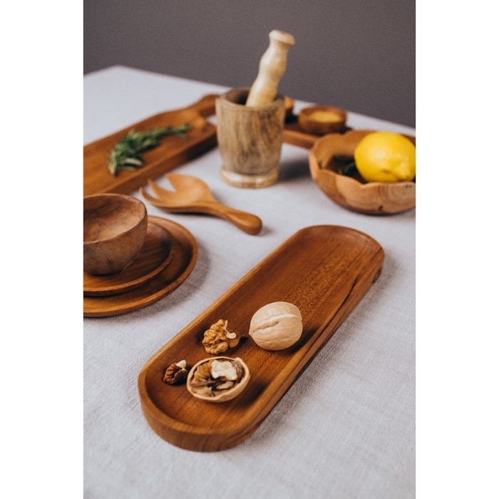 Блюдо 27х11х2 см, тиковое дерево