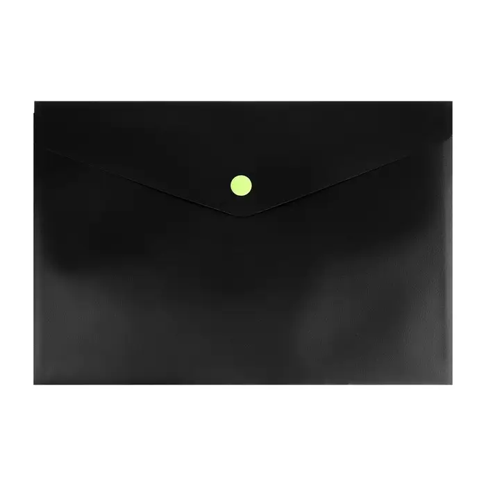 Папка-конверт на кнопке А5, 150 мкм, Calligrata "No Secret", непрозрачная, черная, микс цветные кнопки