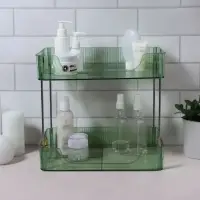 Органайзер для хранения, с ручками, 2 секции, 31&times;20&times;29 см, цвет зелёный, золотистый