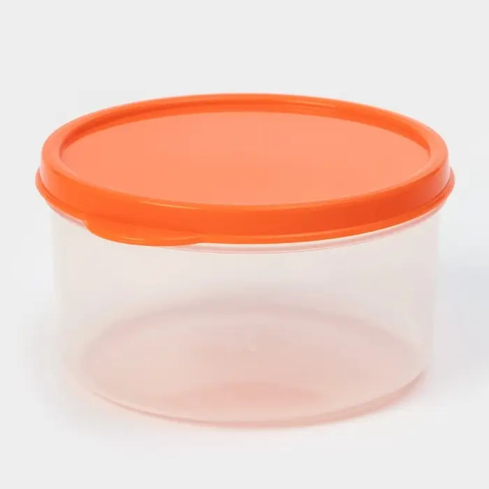 Контейнер круглый Доляна, пищевой, 300 мл, прозрачный, крышка оранжевая Контейнер круглый Доляна, пищевой, 300 мл, прозрачный, крышка оранжевая