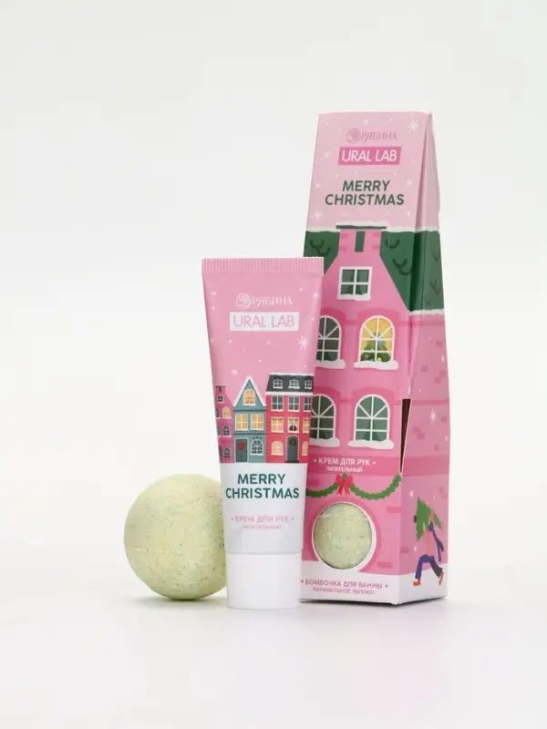 URAL LAB Розовый НГ Merry Christmas, крем для рук и бомбочка для ванны URAL LAB Розовый НГ Merry Christmas, крем для рук и бомбочка для ванны