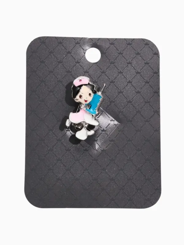 Брошь &laquo;Медсестра&raquo;, с уколом, цветная в серебре