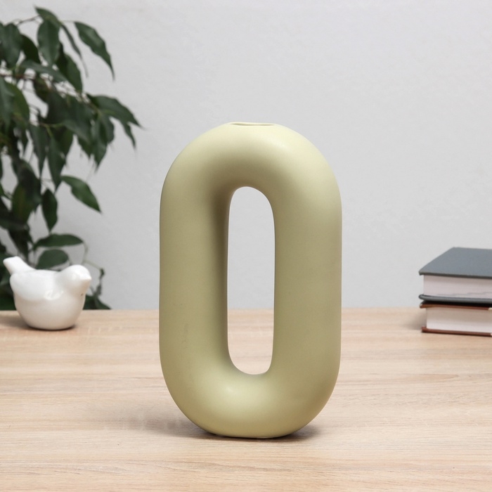 Ваза керамика настольная Ваза керамика настольная "Линд" зеленая, 12х5х20 см