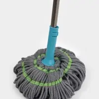 Швабра с отжимом Доляна, верёвочная насадка из микрофибры, нержавеющая телескоп ручка, высота 120 см