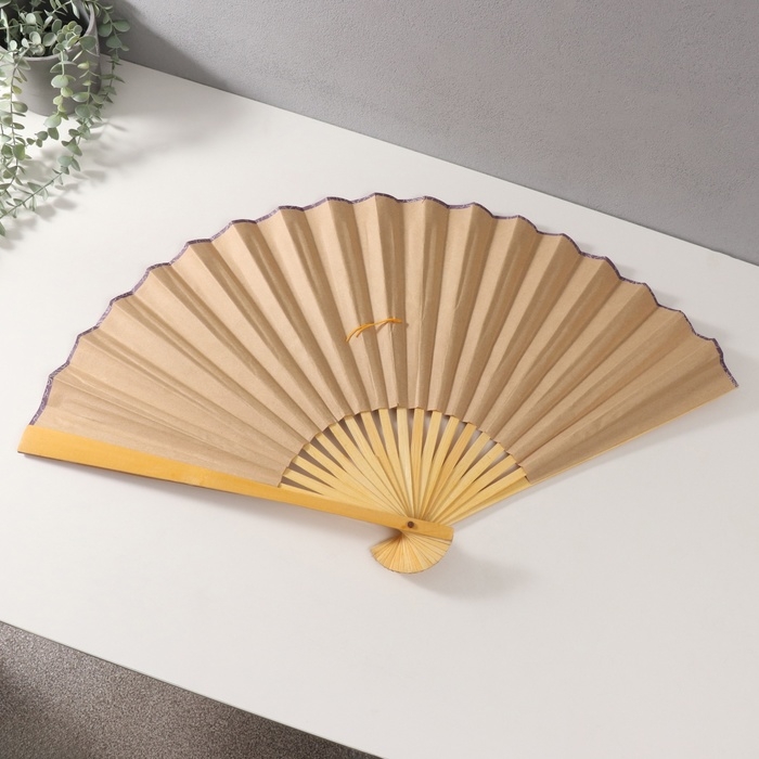 Веер бамбук, текстиль h=50 см  Веер бамбук, текстиль h=50 см "Веточка сакуры" бежевый