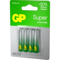 Батарейка GP Super AAA/LR03/24A 24A-2CR4/24AA21-2CRSBC4 алкалин., бл/4