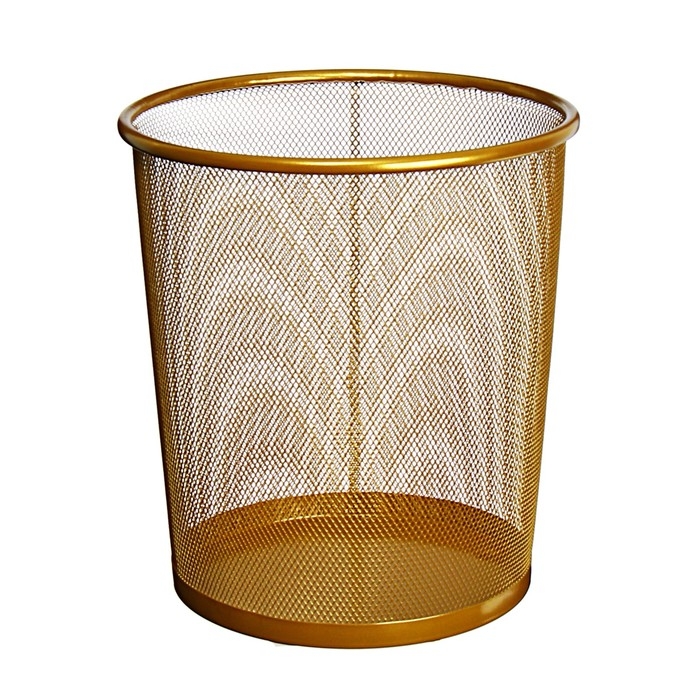 Корзина для бумаг Calligrata, 15 литров, сетка, металлическая, золотая Корзина для бумаг Calligrata, 15 литров, сетка, металлическая, золотая