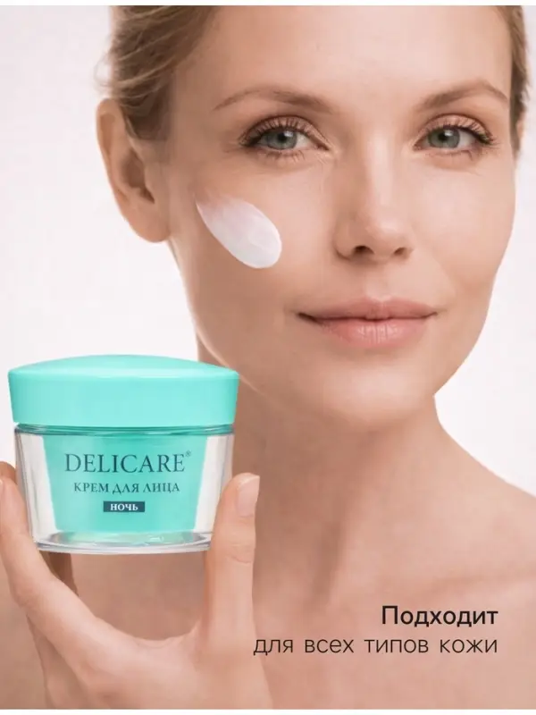 Крем для лица ночной Delicare, с алоэ вера и пептидами, 56+, 50 мл