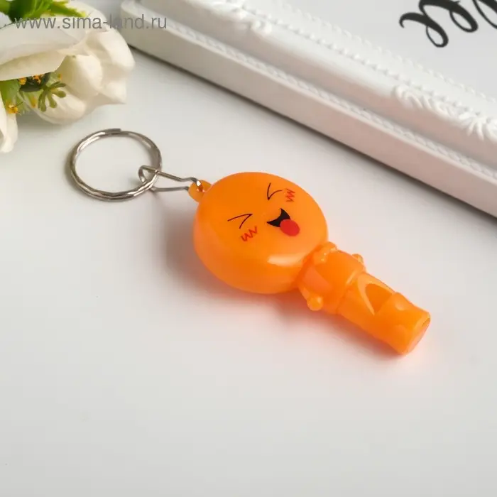 Фонарик брелок для ключей на кольце свисток «Смайл», мигает 6.5×3×1 см, МИКС Фонарик брелок для ключей на кольце свисток «Смайл», мигает 6.5×3×1 см, МИКС