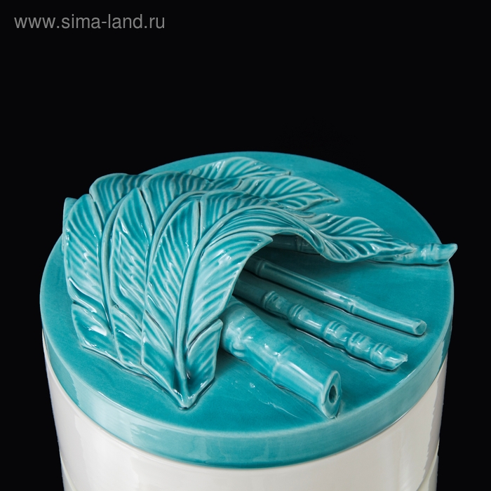 Шкатулка Шкатулка "Перо" бело-бирюзовая, 18 × 18 × 13 см